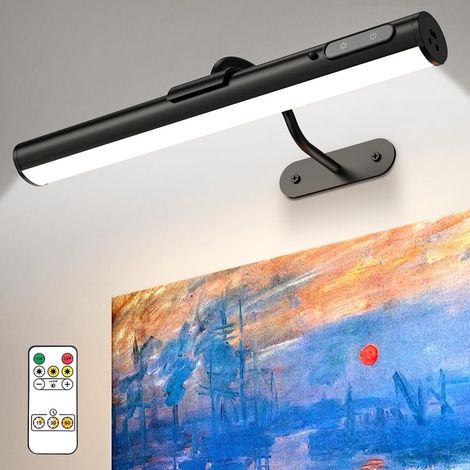 4000mAh Applique Murale LED Sans Fil, Lampe Murale Sans Filà Télécommande, Lampe Miroir Rechargeable USB, lumiere eclairage pour tableau, Salle de Bain, Miroir, Vitrines, Intérieure, Chambre (1/5)