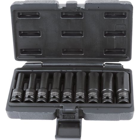 Ks Tools – Jeu de 9 douilles à chocs TORX® 1/2'' E10-E11-E12-E14-E16-E18-E20-E24 – Acier Chrome Molybdène – Version longue pour accès facilité (1/5)