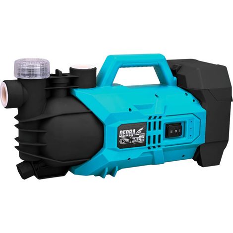 Pompe à eau sans fil 18V – Capacité de pompage 2800L/h – Profondeur d'aspiration 5m – Hauteur de relevage 22m – Boîtier hermétique – Dedra