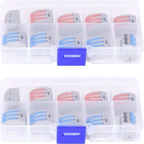2 Boîtes de Bornes à Ressort 11-28AWG (0.8-2.5mm²) pour Connecteurs de Câbles Électriques - 20 Pièces PCT-213 (1/5)
