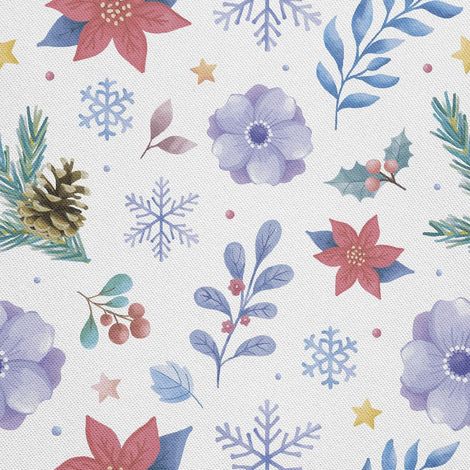 Tela decorativa para exteriores Oxford - motivo Flores de invierno y piñas I DX743 (1/5)
