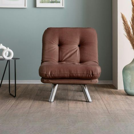 Fauteuil convertible banquette marron pieds chromés CUSCO (1/5)