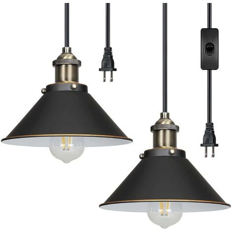 BUNTHAUS 2 Lampes Suspendues à Brancher, cordon réglable 15 pieds avec interrupteur, pour cuisine, salon, chambre, salle à manger, ETL certifié (1/5)