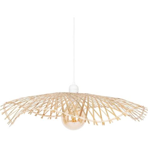 Abat-jour suspendu en bambou – Diamètre 58 cm – Beige – Design naturel et épuré – Pour salon, chambre ou cuisine (1/3)