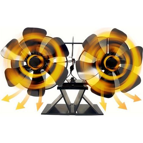 Ventilador para estufa de leña de 12 aspas, motor de doble alimentación térmica, ventilador para chimenea de estufa de leña, ventilador para estufa de leña, respetuoso con el medio ambiente. (1/5)