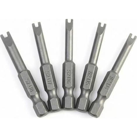5 Pcs Embouts de Tournevis en Forme de U, Embouts de Tournevis Magnétiques en Alliage d'Acier S2 Longueur 50mm 1/4" Tige Hexagonale (1/5)