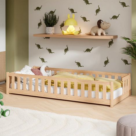 Lit au sol 80x160 sommier inclus Théa Bois (1/3)
