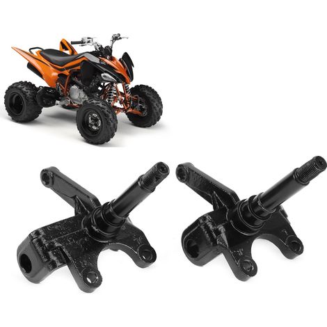 Pièces détachées pour quad tout-terrain : le culbuteur, la fusée de direction et la bride sont en surpoids.