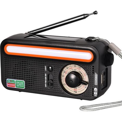 Radio d'urgence Solaire FM/AM/SW d'alerte météo 2000 mAh (1/5)