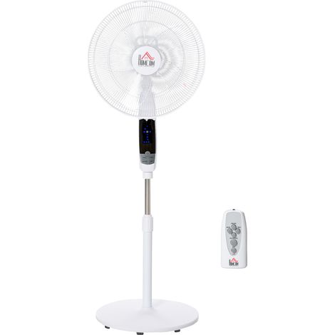 16-Inch Oscillating Pedestal Floor Fan with Remote Control in Black and White for Efficient Cooling
