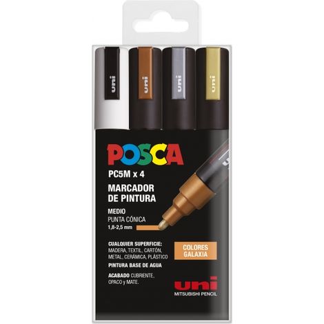 POSCA MARCADOR  PC-5M/4C NO PERMANENTE 1.8MM-2.5MM COLORES SURTIDOS GALAXIA -ESTUCHE 4U-