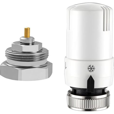 M30×1,5 mm Tête Thermostatique Radiateur, Thermostat Radiateur avec Adaptateur Anciens Radiateurs M30x1.0 Filetage Fin vers M30x1.5 pour Bureaux et Habitations Plage de 6 à 28 °C avec Position Zéro (1/5)