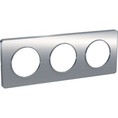 Plaque de finition 3 postes - aluminium brossé - Odace - Schneider
