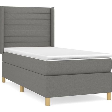 Cadre de lit en tissu, matelas inclus, gris foncé, 80 x 200 cm (1/5)