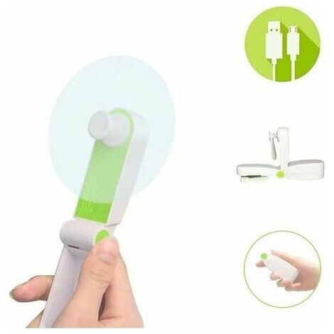 Ventilateur portable USB, mini ventilateur à piles, 2 vitesses de ventilation, idéal pour le bureau, la maison, l'extérieur et les voyages. (1/4)