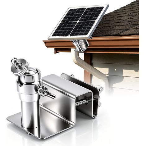 Support de gouttière universel pour panneau solaire, support de gouttière réglable, installation sans perçage, support de tube en acier inoxydable, compatible avec vis de 1/4" pour caméras (1/5)