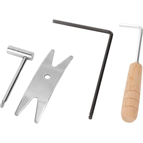 Kit de 4 outils de réparation de guitare : clé hexagonale à manche en bois, clé à douille pour bouton de guitare, haute dureté (1/5)