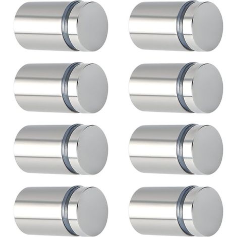 Memkey – Lot de 8 entretoises en acier inoxydable pour plaques de verre – Finition brossée – 25 x 19 mm – Installation facile avec vis fournies - EQS5019-8P (1/5)
