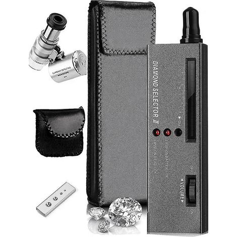 Stylo testeur de diamants, testeur de diamants de haute précision pour bijoux + mini loupe LED professionnelle 60x (1/4)