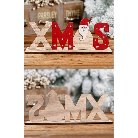 Décoration de Table de Noël en Bois - Lettres Père Noël, Bonhomme de Neige et Flocons pour Fête Festive (1/5)