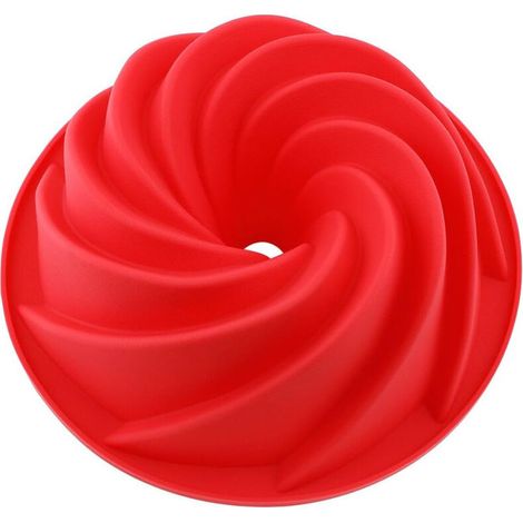 Moule à gâteau en silicone, forme spirale, coloris rouge (1/5)