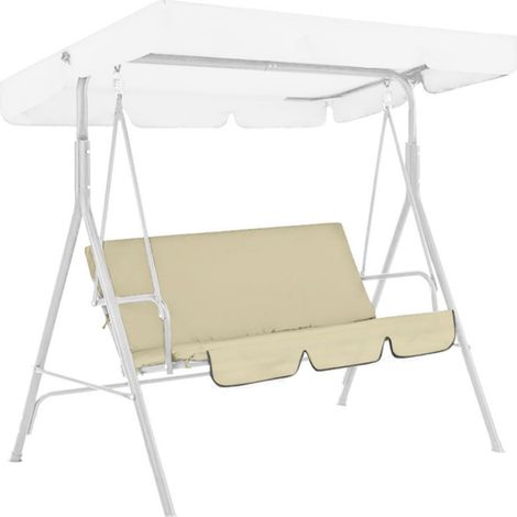 Housse De Coussin Pour Balancelle - Tissu Polyester 190T Imperméable - Pour Banc Extérieur 3 Places - Beige - 150 x 50 x 10 cm (1/5)