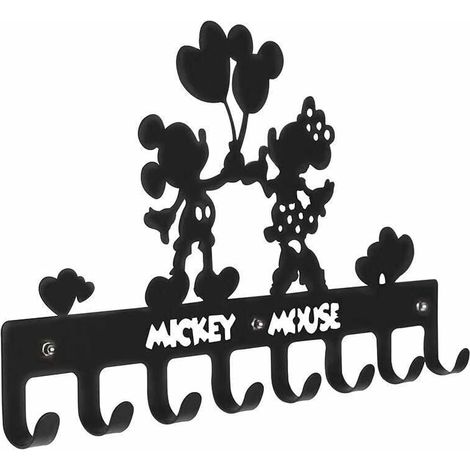 Perchero de pared de metal con 8 ganchos, gancho para llaves, gancho para colgar en la pared, organizador para el área de entrada (globo de Mickey Mouse) (1/5)