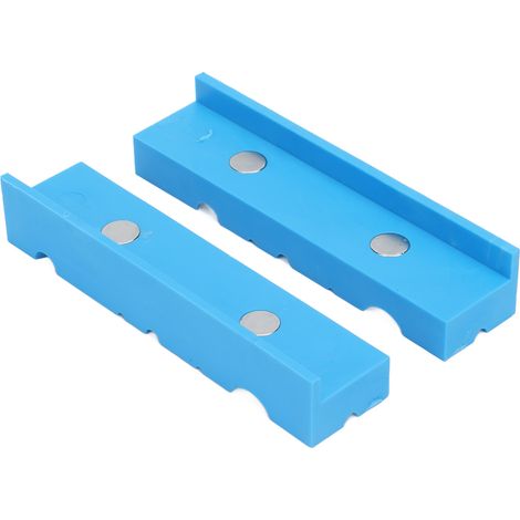 2 Pièces Mâchoires d'Étau Magnétiques 140 mm en ABS avec Revêtement Rainuré pour Fixation