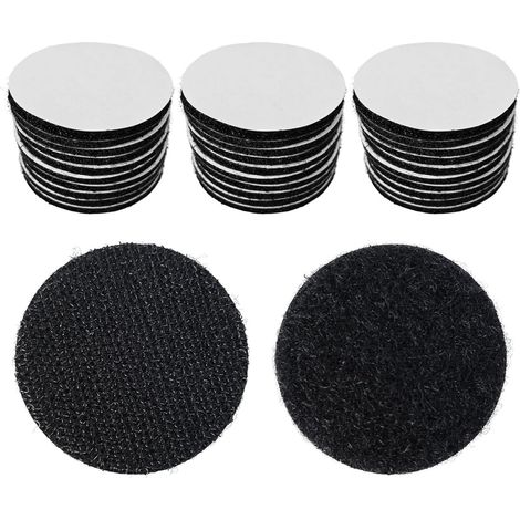 30 paires - 50 mm - Velcro - Boucle tour en nylon - Pastilles Velcro rondes - Ruban adhésif double face - Attaches adhésives en nylon noir - Pour la maison, le bureau, la décoration murale, la fixatio (1/5)