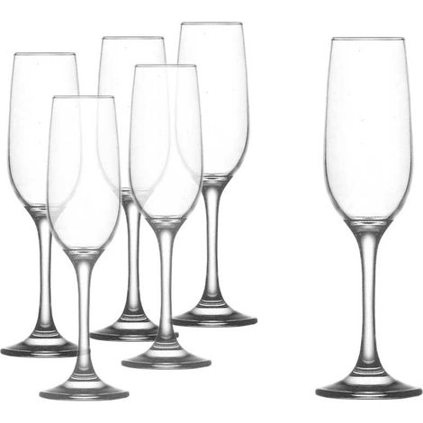 SET 6 CALICI IN VETRO FLUTE BACCO DA 215 CC (1/2)