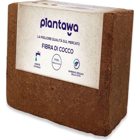 PLANTAWA Fibra di cocco Organica Blocco 5Kg 70L - Mattone compattato Terra per piante Uso Orto Urbano Terrario Piante Esterno Torba per vasi (1/5)
