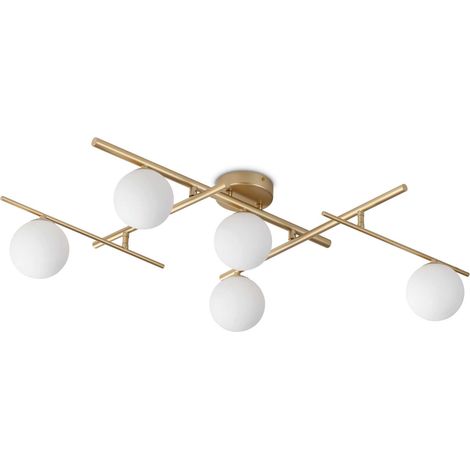 Ideal Lux ATLAS 5-flammige Kugel-Deckenleuchte aus Messing (1/2)