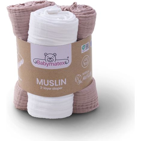 Windel 70x80 MUSLIN 3 Stk. Farbe 12 schmutzig rosa (1/5)