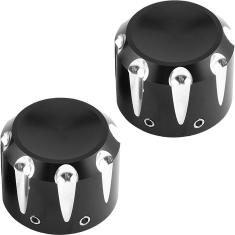 Zweiteilige CNC-gefräste Aluminium-Schutzmutter für die Vorderachse von Motorrädern, schwarz, mit Totenkopf-Schraubenkappe (1/5)