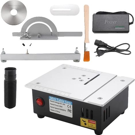 Mini tronçonneuse en bois, profondeur de coupe de 0 à 1/2 pouce, alimentation 24V 4A, alliage d'aluminium de haute qualité, design compact, adapté pour le bois et l'acrylique (1/5)