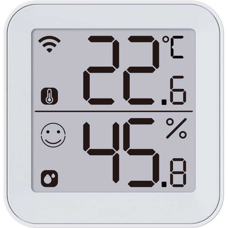Thermometre et Hygrometre - KONYKS - Termo 2 - Intérieur - Détecteur de température + humidité - Wifi - Grand écran - Blanc