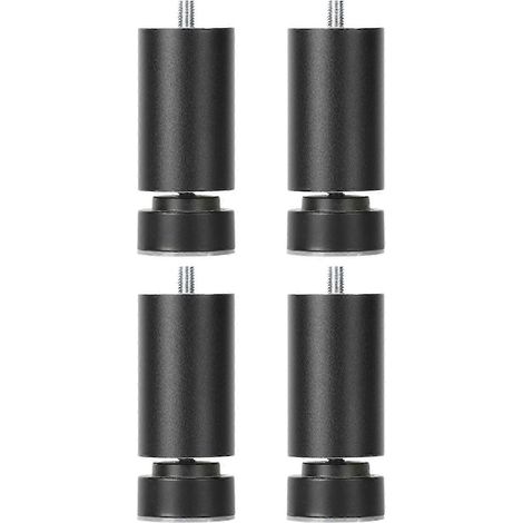 Pieds métalliques robustes réglables à filetage M10, adaptés aux canapés, lits, tables et armoires, ensemble de 4 pièces, noir, 20 cm. (1/5)