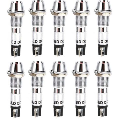Voyant Lumineux - Ac 220 V - Trou De Montage 8 Mm - Indication Signal Electrique - 10 Pièces (1/5)