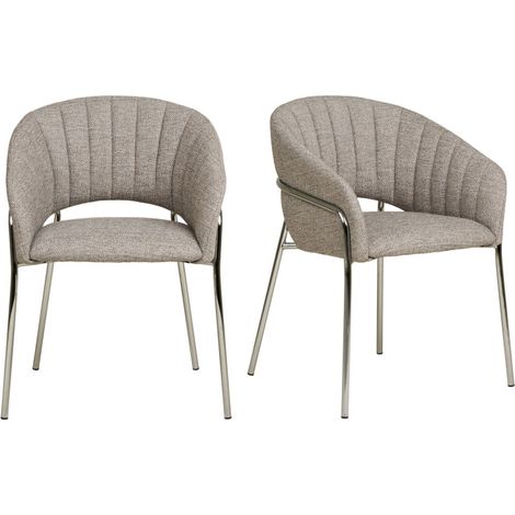 ASCOT-Chaise en tissu gris pied chrome x2 (1/5)