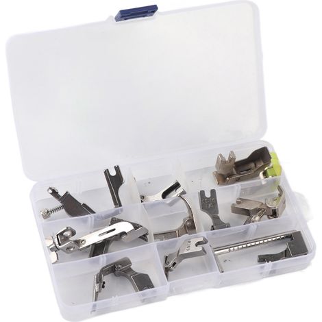 Lot de 12 pieds-de-biche en acier pour machine à coudre industrielle, machine à coudre plate informatisée.