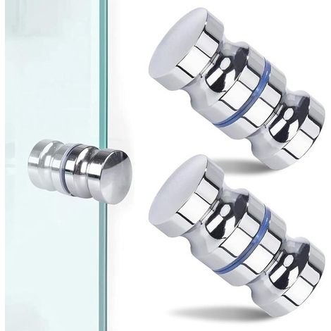 Poignées de porte de douche - Acier inoxydable - Boutons de porte - Ouverture de portes - Argent - 2 pièces (1/5)