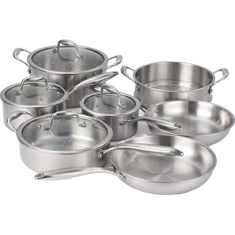 Ensemble de Casseroles, 11 Pièces, Acier Inoxydable 304, Résistant au Four jusqu'à 550°F, Compatible Induction, Lavable au Lave-Vaisselle (1/5)