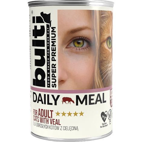 BULTI Repas Quotidien pour Chat Adulte, Aliment Humide au Veau 400g (1/4)