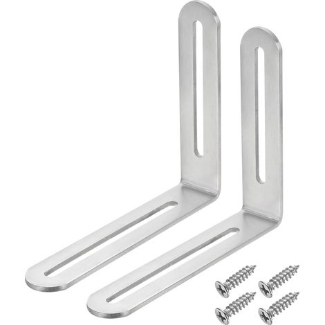 2Pcs Équerre Réglable En L Avec Fente 4.72 x 3.94 Pouce Argent (1/5)