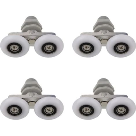 Jeu de 4 roulettes pour cabine de douche, ABS/aluminium, 23 mm, blanc/gris (1/4)