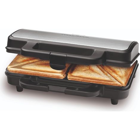 ProfiCook Appareil à croque-monsieur - pour toasts extra grands et/ou tranches américaines XXL - Revêtement anti-adhésif - 2 témoins lumineux - 900 Watts - Couleur Argent et Noir PC-ST 1092 (1/5)