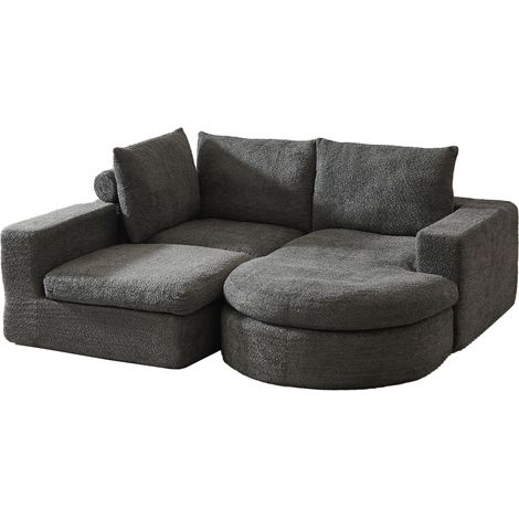Chenille-Sofa mit gebogenen Elementen und Liegestuhl, vollständig komprimiert und ohne Gestell, modulares Kombinationssofa L-Liegestuhl, Schaumstoff-Kompressionssofa, keine Montage erforderlich (1/5)