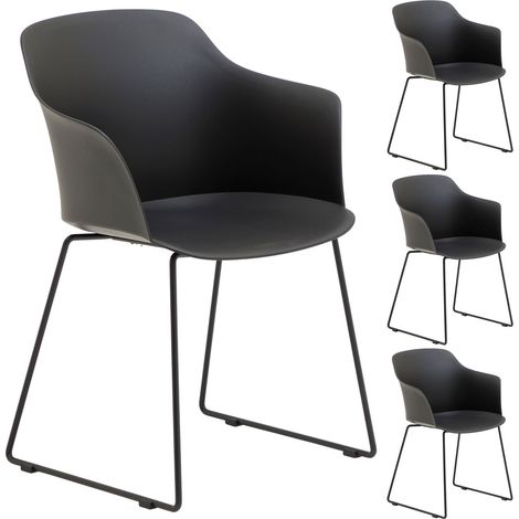 Chaise de jardin FORO Noir (Lot de 4) (1/5)
