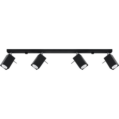 Plafonnier spot de plafond en acier - 4 flammes - Ampoule LED - Noir (1/5)