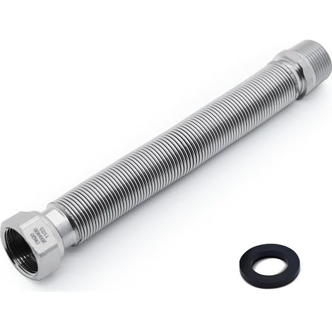 Tuyau Flexible Ondule en Acier Inoxydable de 3/4" 20/27 - Longueur Réglable de 200 à 400 mm - Tuyau de Raccordement Universel en Acier Inoxydable